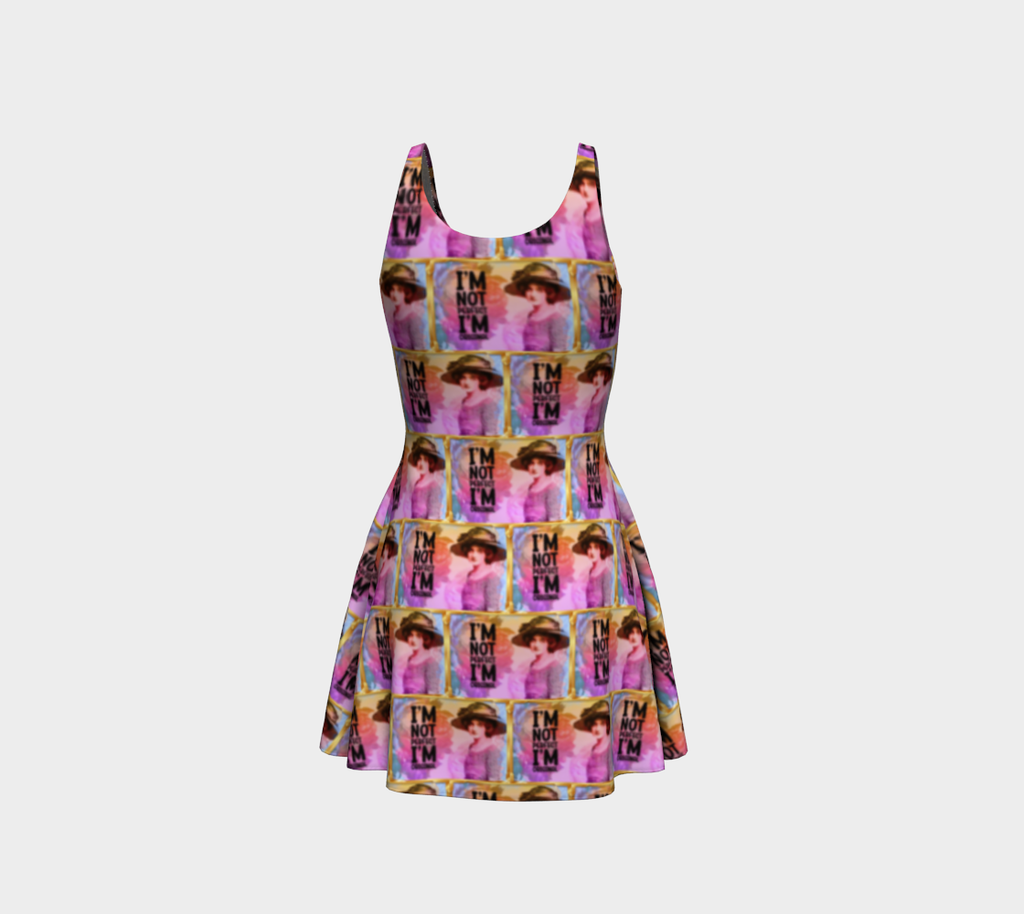 I'm Not Perfect I'm Original Pink Short Flared Dress