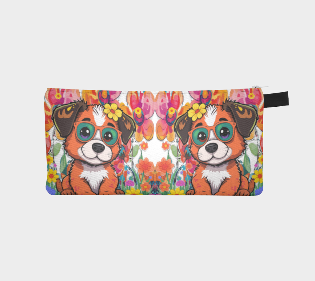 Whimsical Dog with Glasses Pencil Case