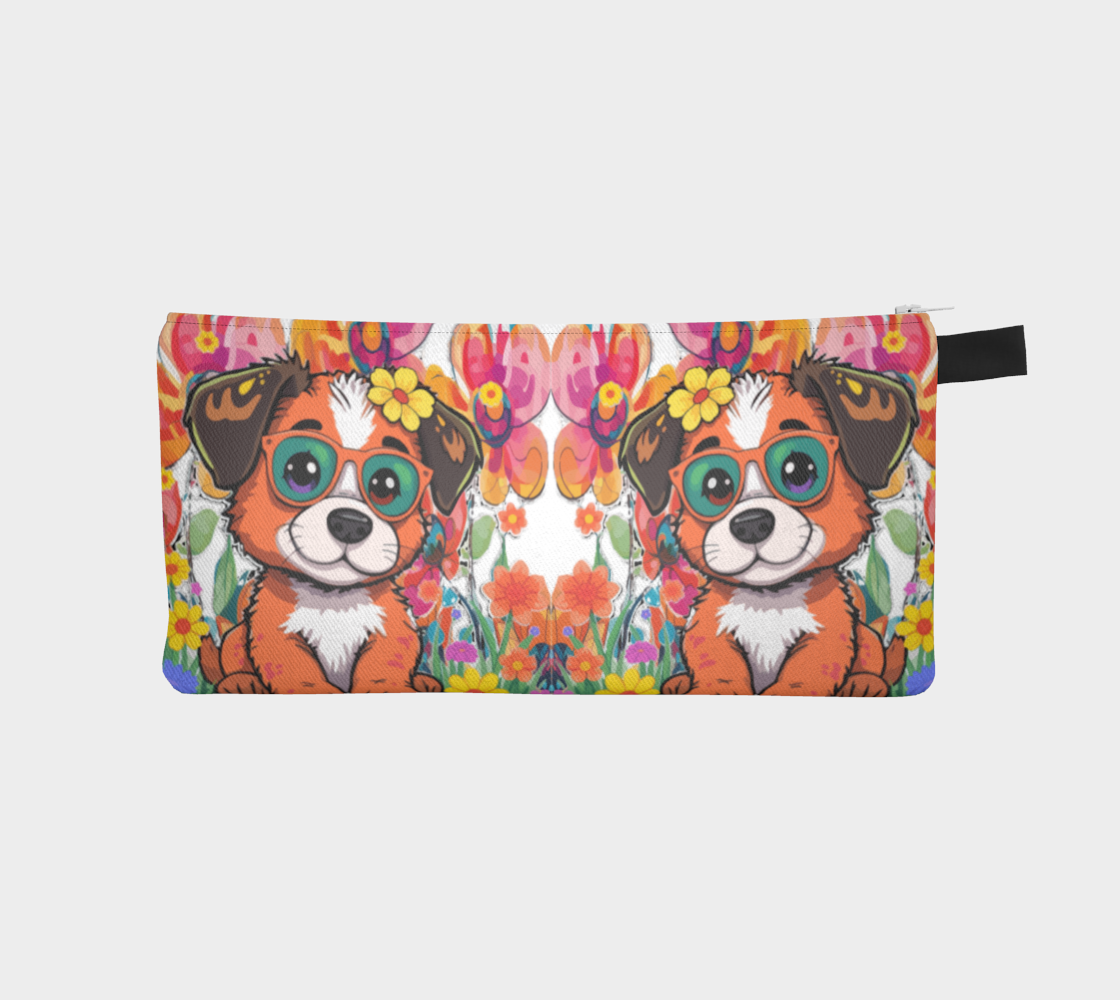 Whimsical Dog with Glasses Pencil Case