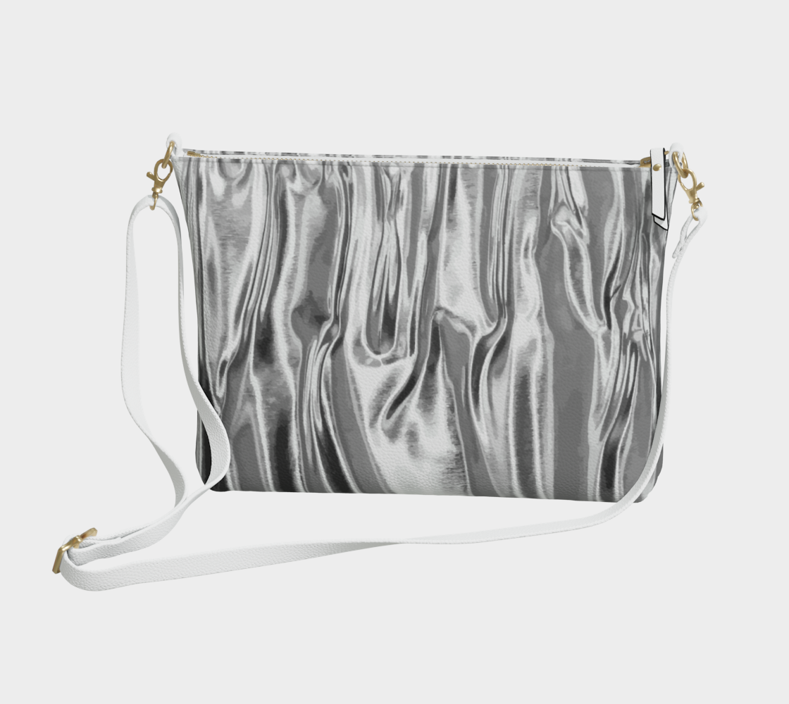 Womens Molten Silver Vegan Crossbody Bag