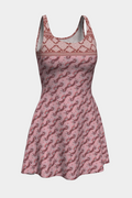 Red and Pink Design with Border Short Flare Dress