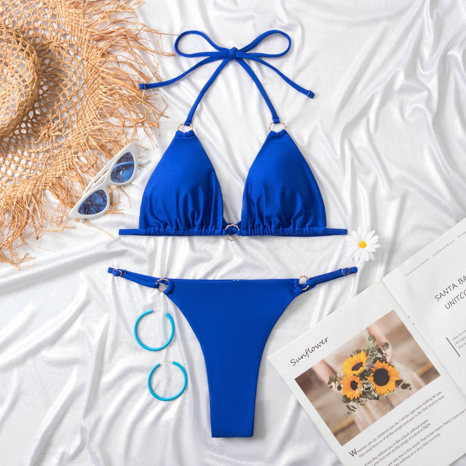 Clothing Swimsuit Women Sexy Bikini Briefs Nylon Glossy Fabric Split Swimsuit Bella Mia