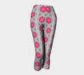 Silver and Pink Star Pattern Capri Leggings