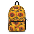Backpack with Sunflowers, Floral Rucksack, Flower Print Bag, Nature Lover Gift, Brown Backpack, Sun Flower Design