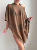 Women Solid Color Vacation Blouse Swimsuit