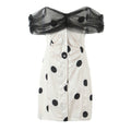 Summer Women off Neck Hip Dress Slim Fit Buttoned Mesh Stitching Polka Dot Tube Top Dress