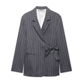 Women Clothing Spring Wrap Lace up Blazers Casual Trousers Two Piece Sets