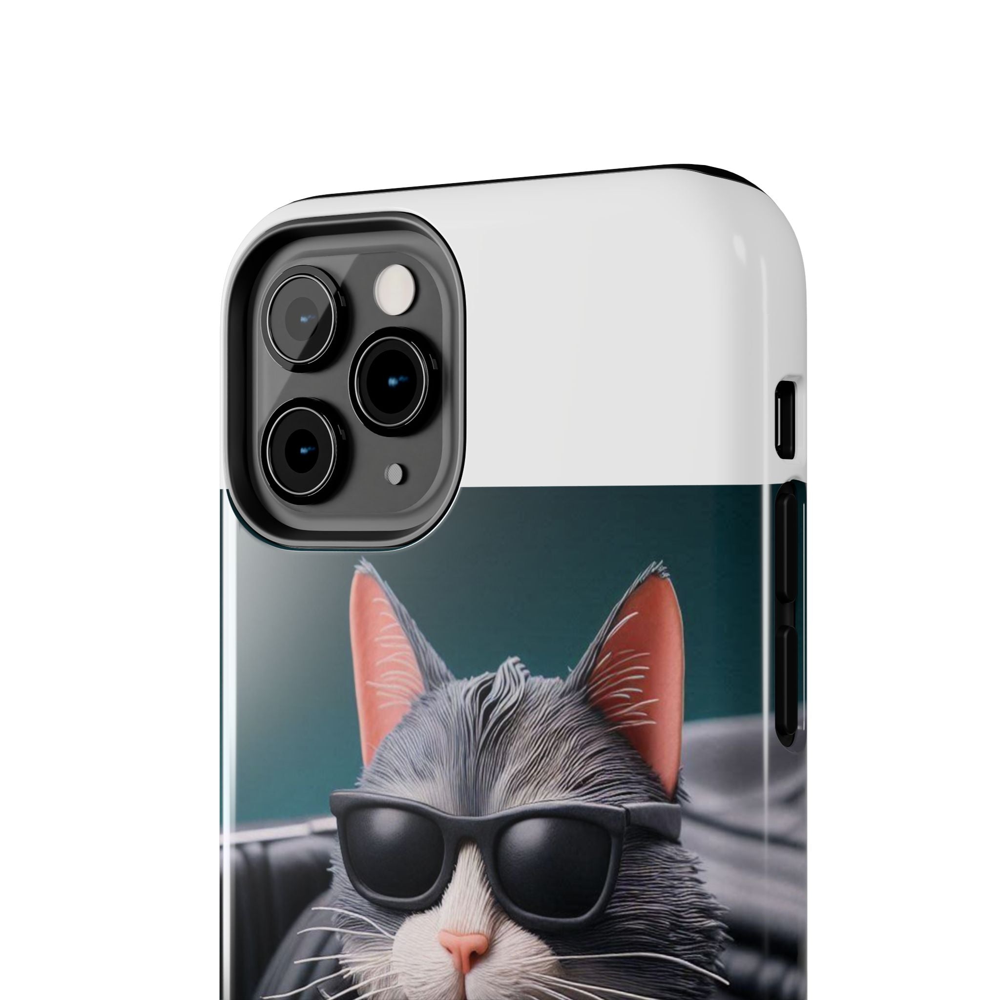 Cool Cat in Leather Jacket Driving Car Mobile Phone Case