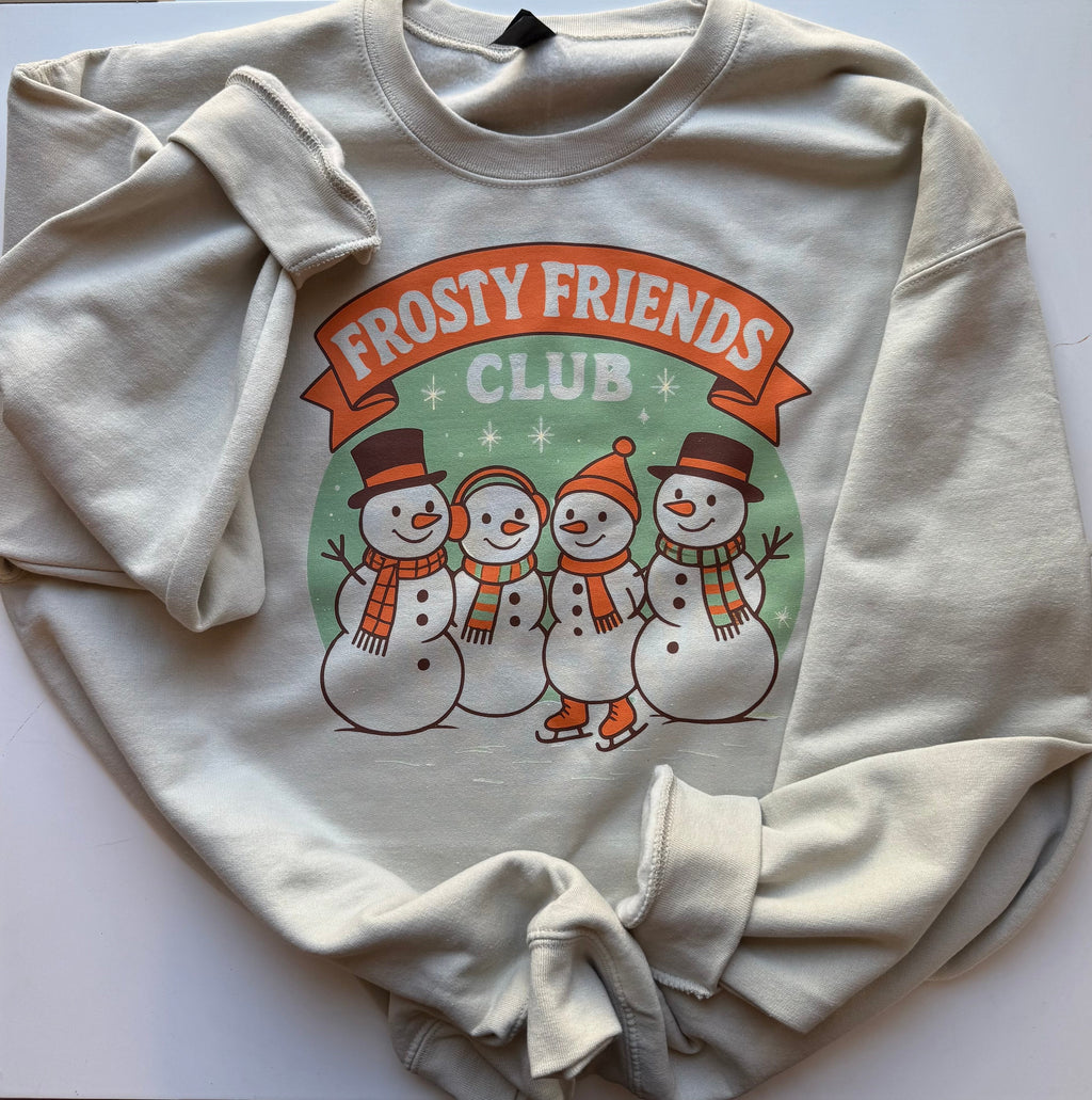 Frosty Friends Club Crewneck – Retro Christmas Snowman Sweatshirt