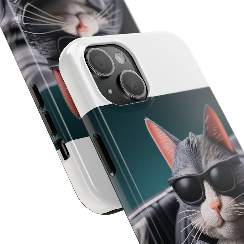 Cool Cat in Leather Jacket Driving Car Mobile Phone Case