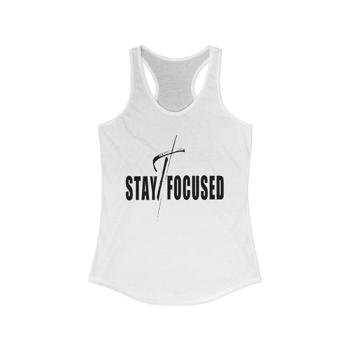 Womens Fitness Tank Top Graphic T-shirt - Stay Focused Black Print
