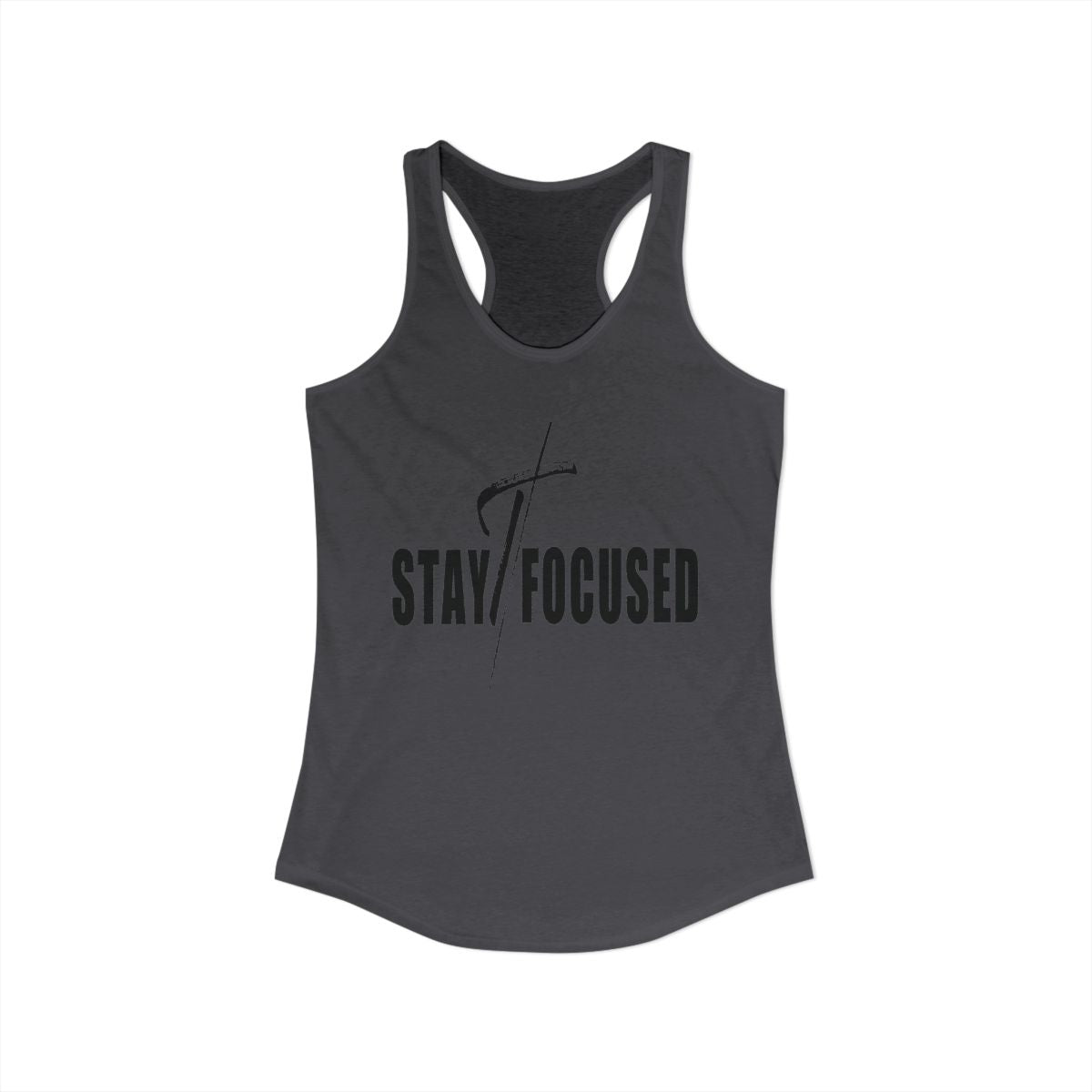 Womens Fitness Tank Top Graphic T-shirt - Stay Focused Black Print