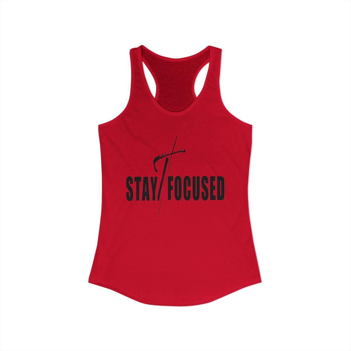 Womens Fitness Tank Top Graphic T-shirt - Stay Focused Black Print