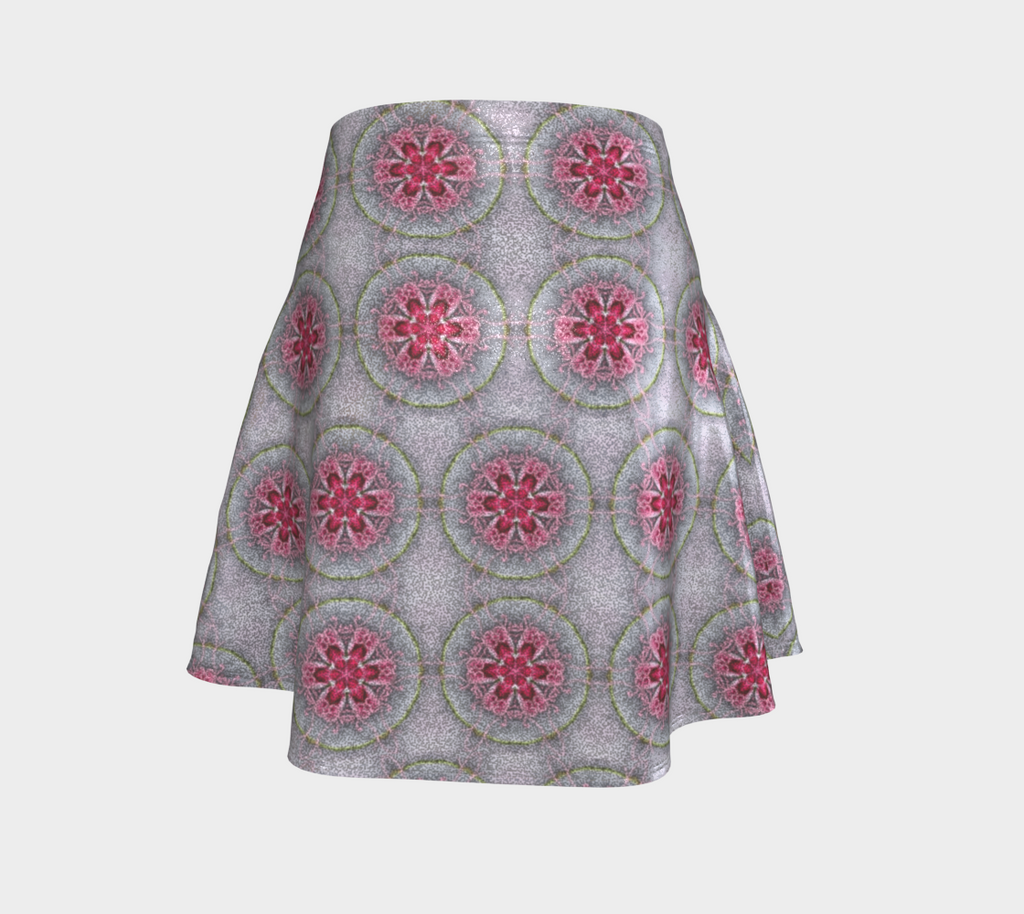 Silver and Pink Star Pattern Short Flared Skirt
