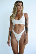 Summer Arrival Swimwear Multi Color Button Two Piece High Waist Swimsuit Women