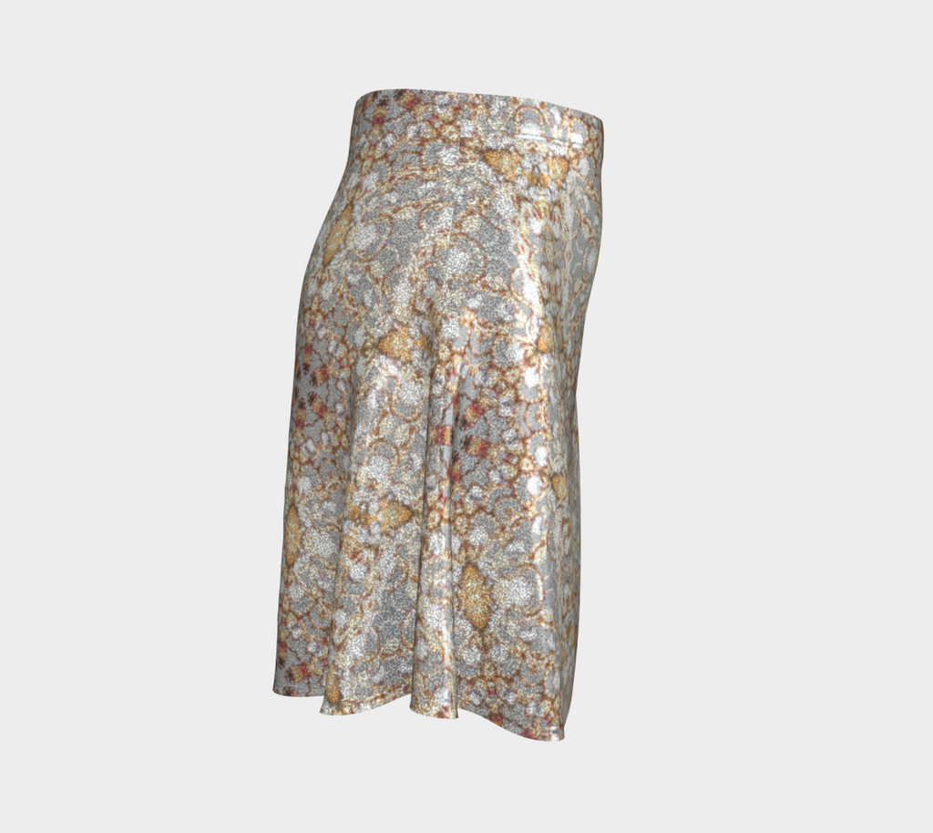 Gold Star Pattern Glittery Flared Short Skirt