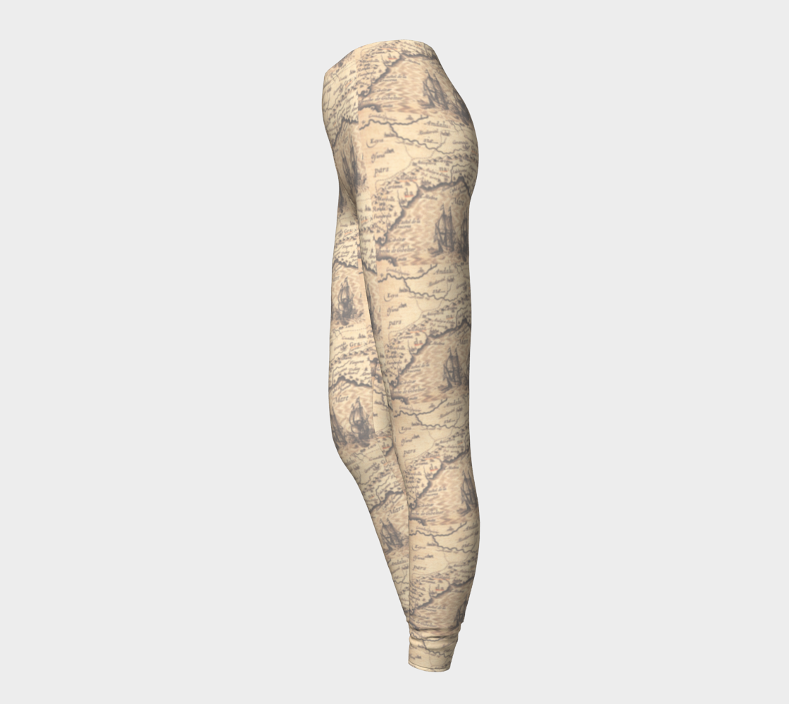 Old World Map Design Printed Leggings