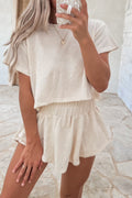 Women's 2-piece Cropped T-shirt and Ruffle High Waist Skort Set Outfit Shell Design Boutique