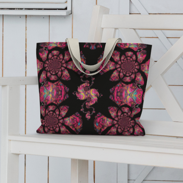 Pink Paisley Pattern Canvas Tote Bag