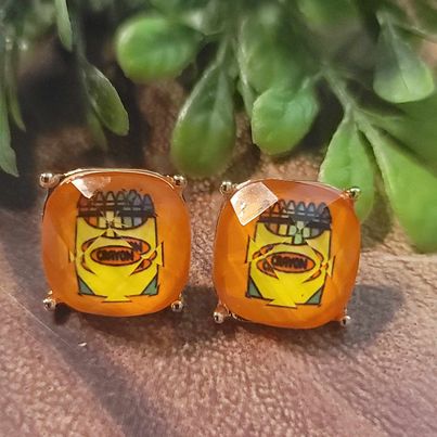 Crayons Faceted Square | Glass Stud Earrings