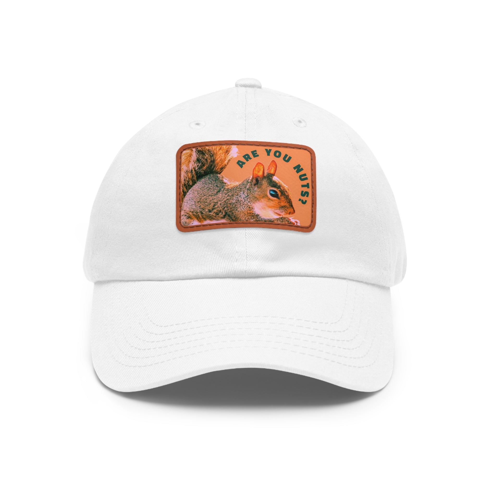 Are You Nuts? Squirrel Hat with Rectangular Leather Patch
