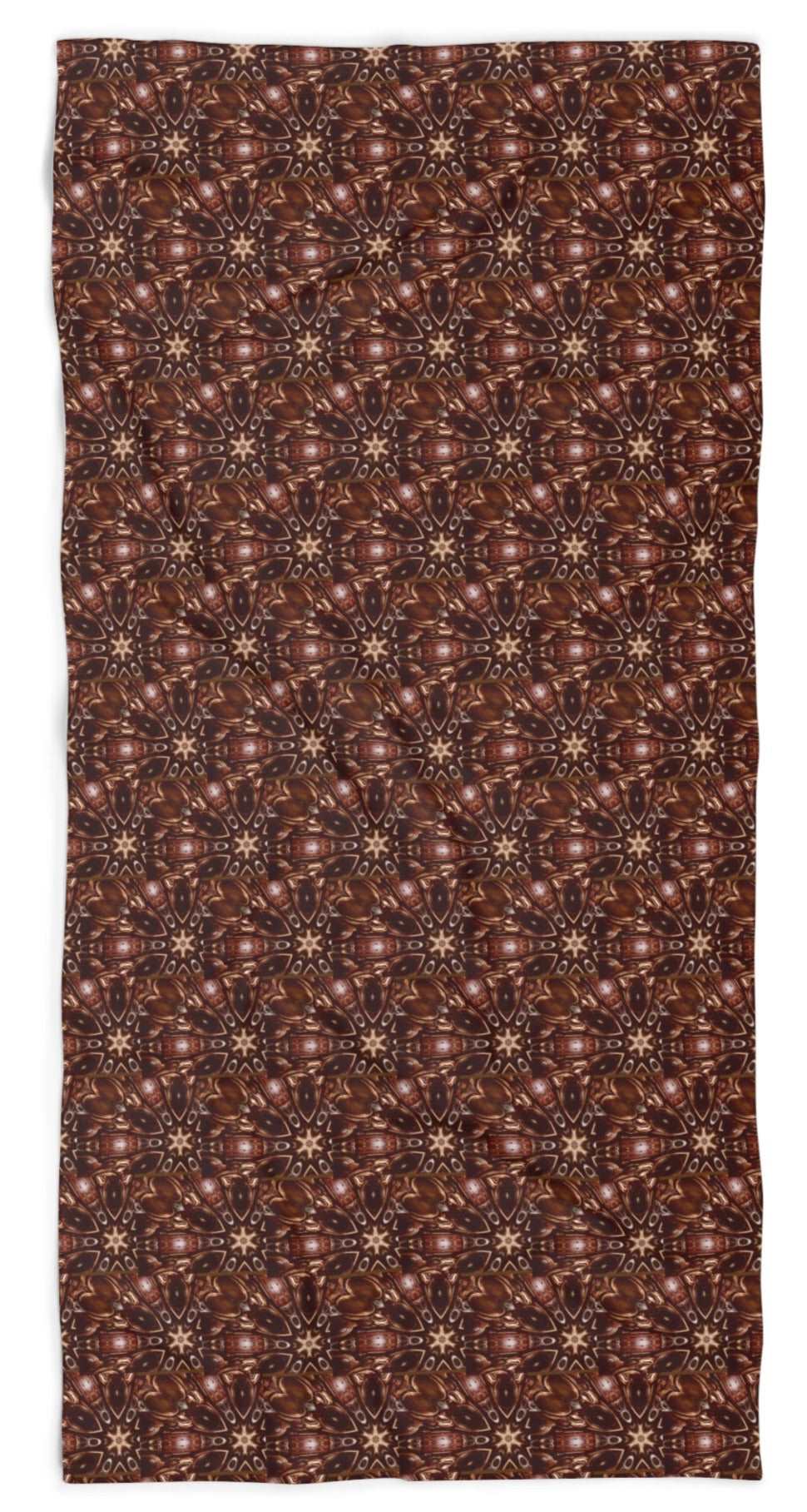 Brown and Beige Star Pattern Beach Towel