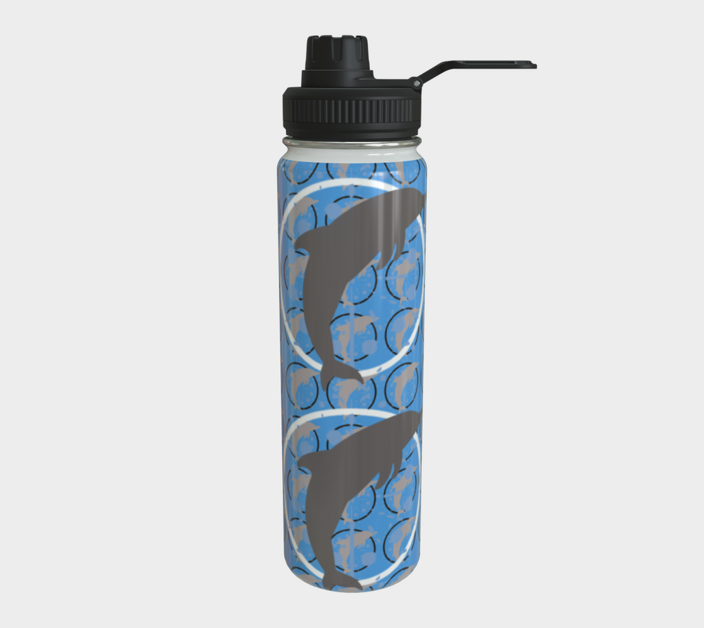 Blue Dancing Dolphins Steel Water Bottle