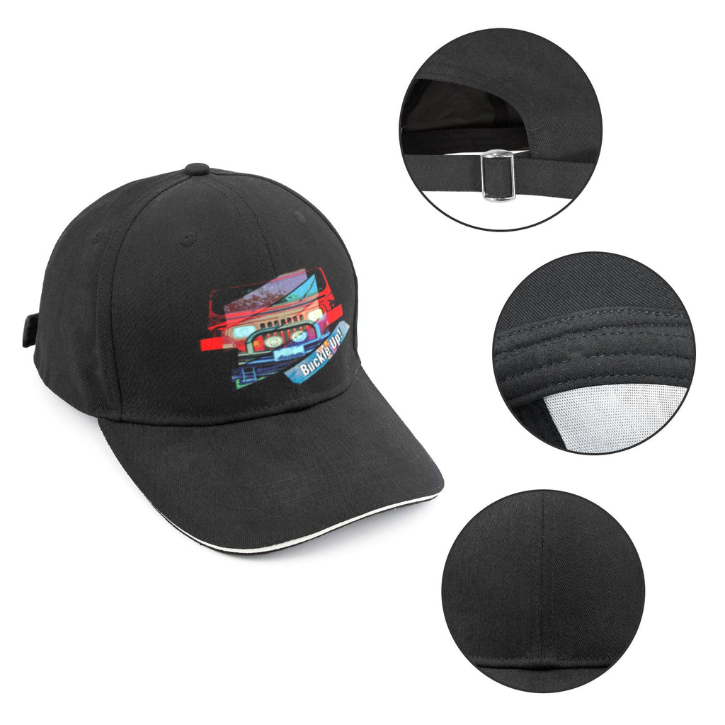 Buckle Up! 4 Wheel Drive Sandwich Black Baseball Cap (Made in USA)