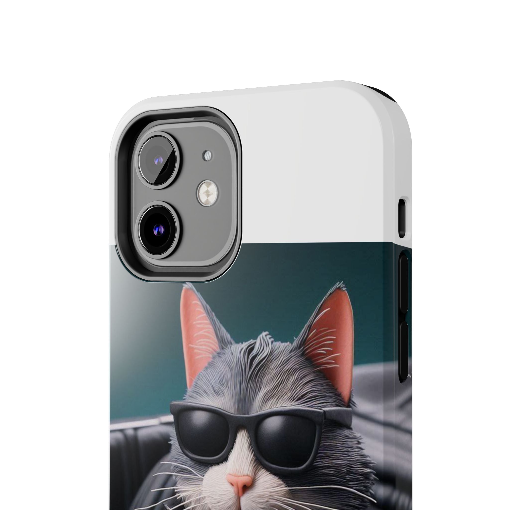 Cool Cat in Leather Jacket Driving Car Mobile Phone Case