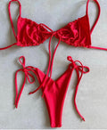 Pleated Bikini High Cut Swimwear Women Triangle two piece set Knot Swimsuit Women Brazilian Bathing Suit Micro Beach Wear