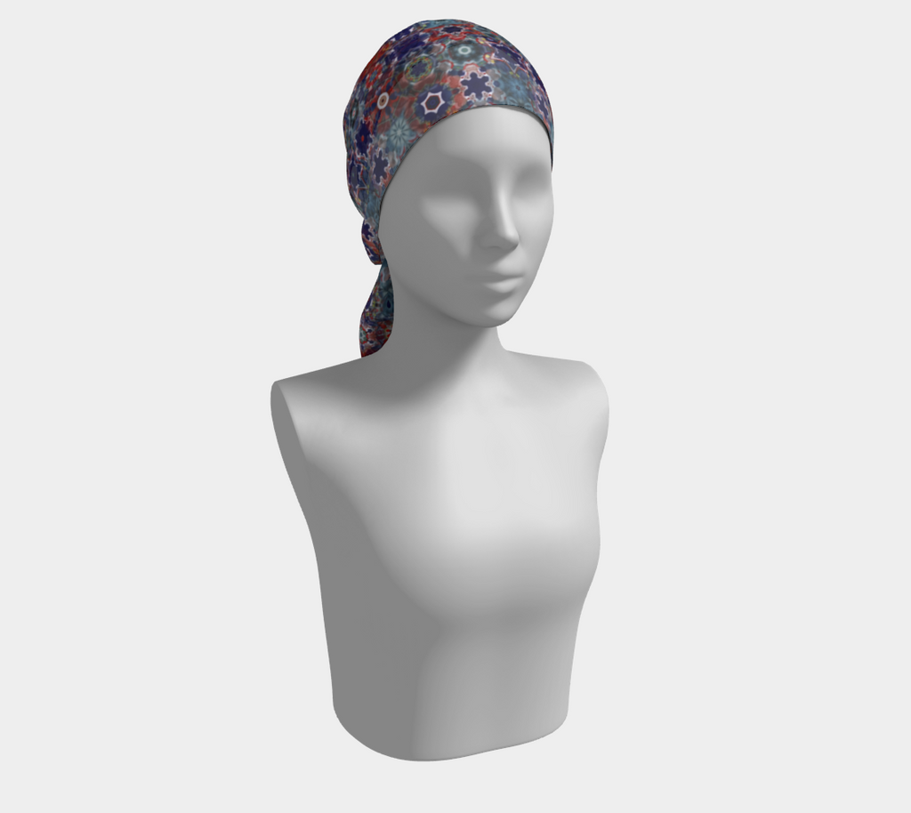 Women's Vibant Blue Circle Pattern Long Scarf