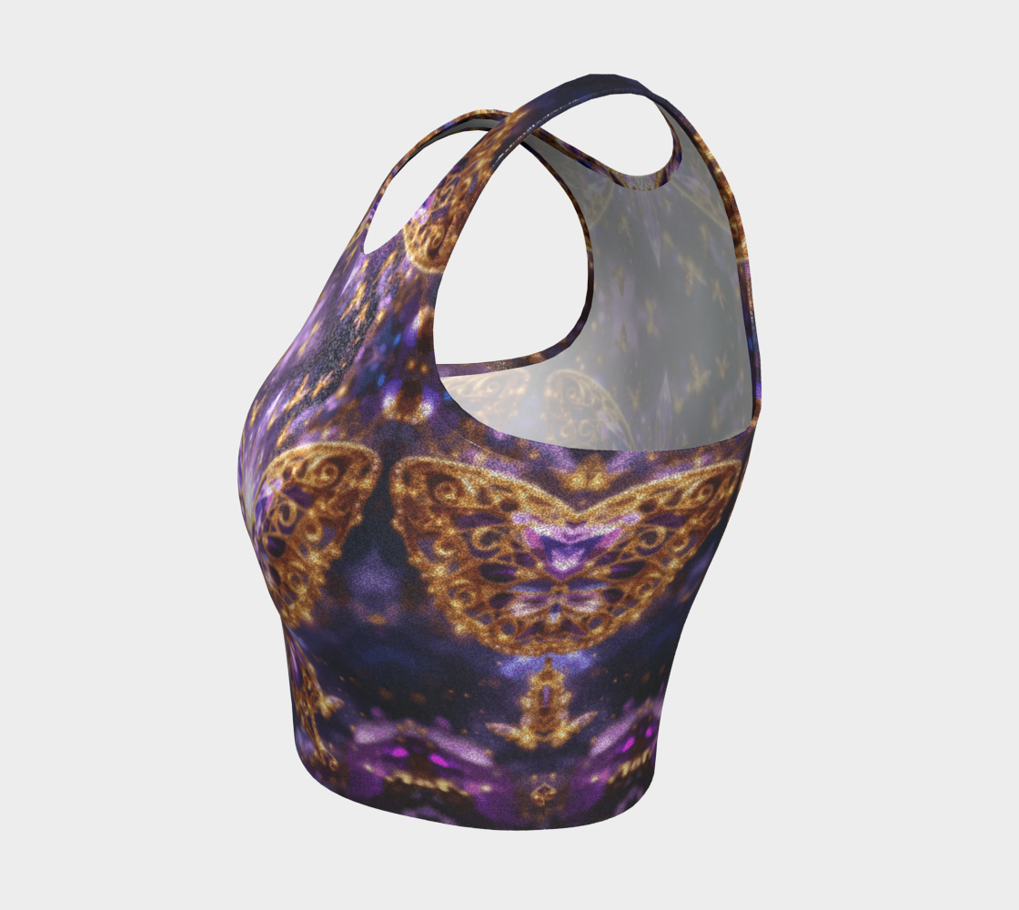 Crystal Purple Butterflies Athletic Crop Top