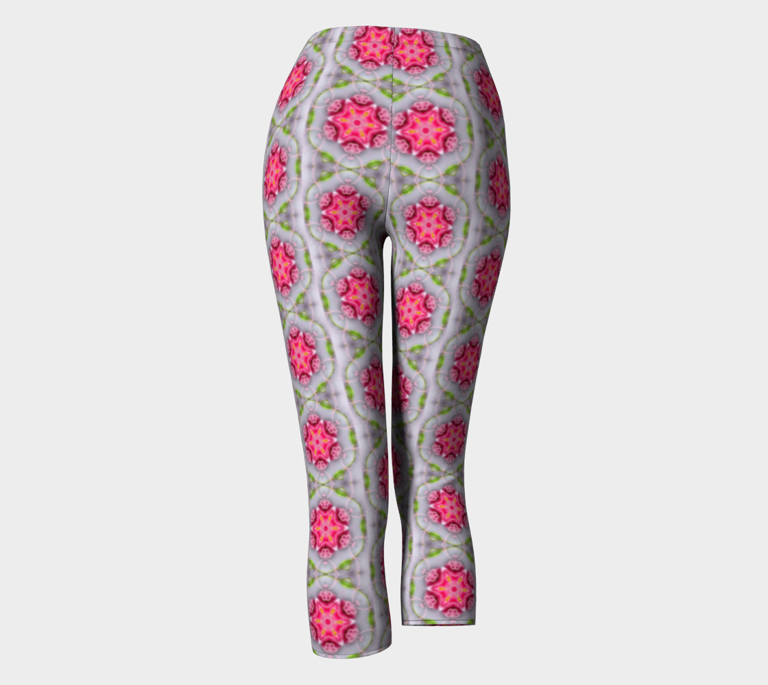 Silver and Pink Star Pattern Capri Leggings