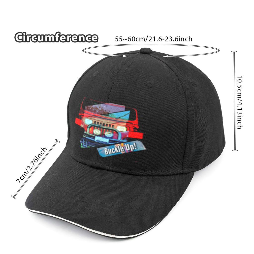 Buckle Up! 4 Wheel Drive Sandwich Black Baseball Cap (Made in USA)