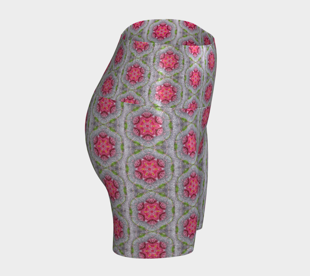 Silver and Pink Star Pattern Yoga Shorts