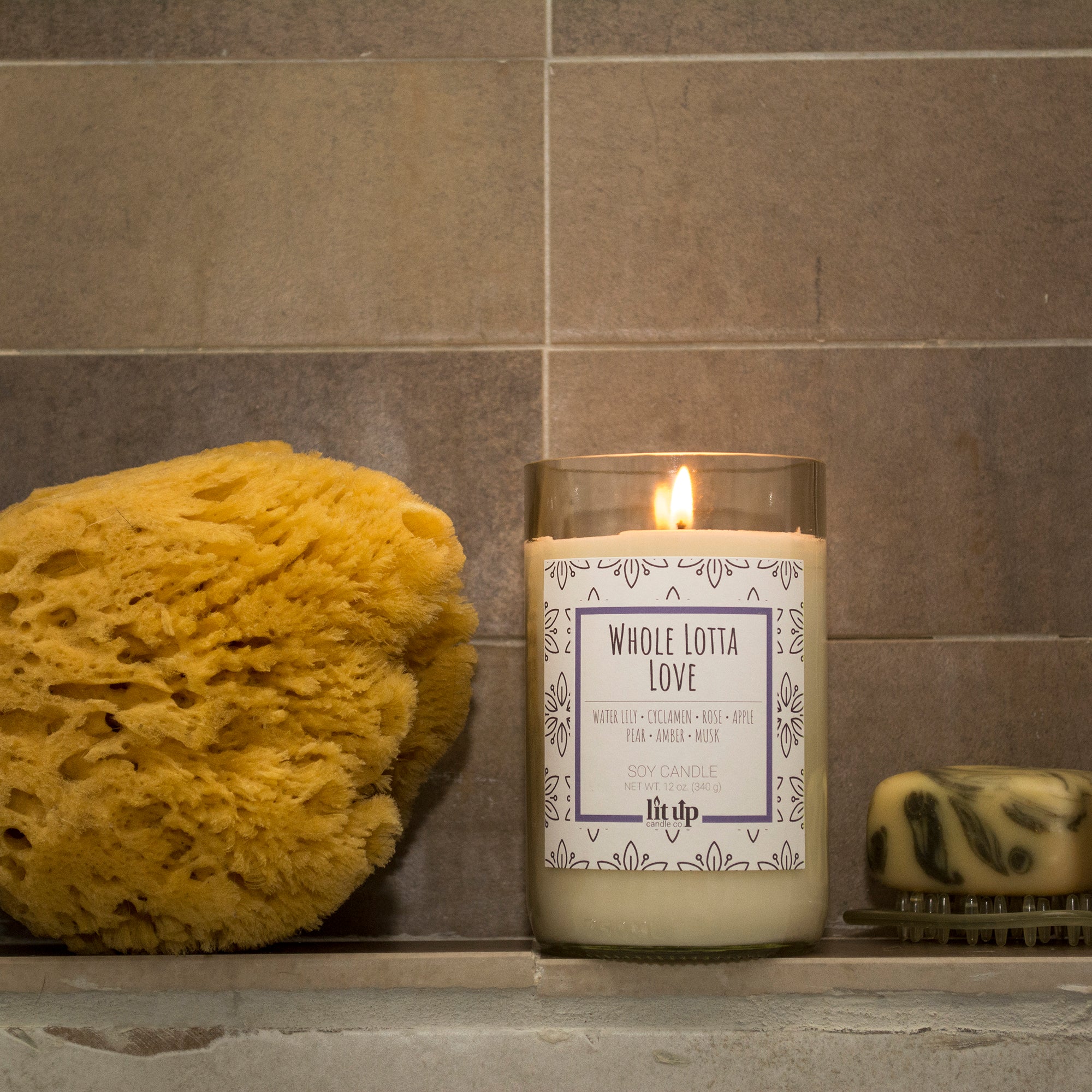 Whole Lotta Love scented 12 oz. soy candle in upcycled wine bottle - FKA Beautiful Day