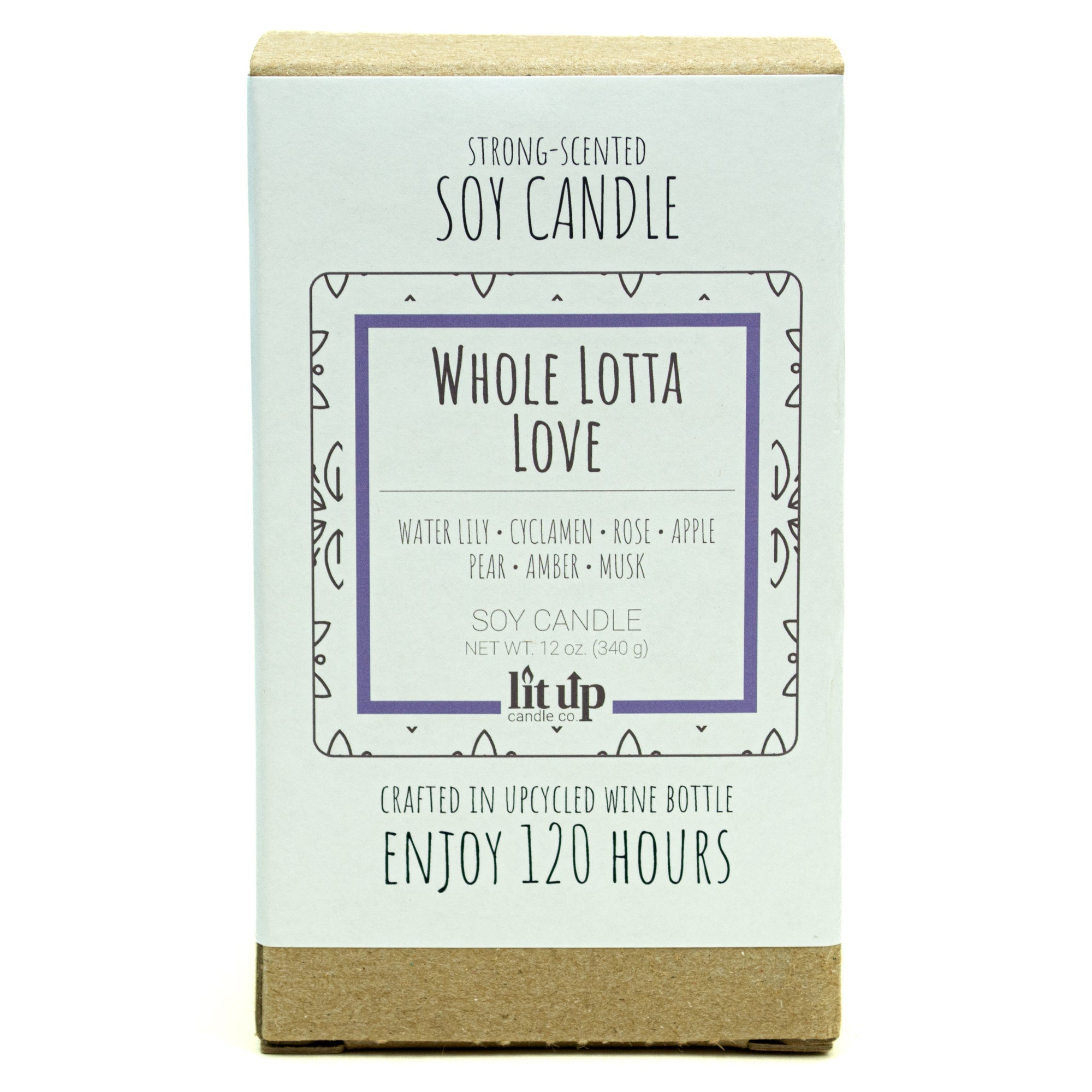 Whole Lotta Love scented 12 oz. soy candle in upcycled wine bottle - FKA Beautiful Day