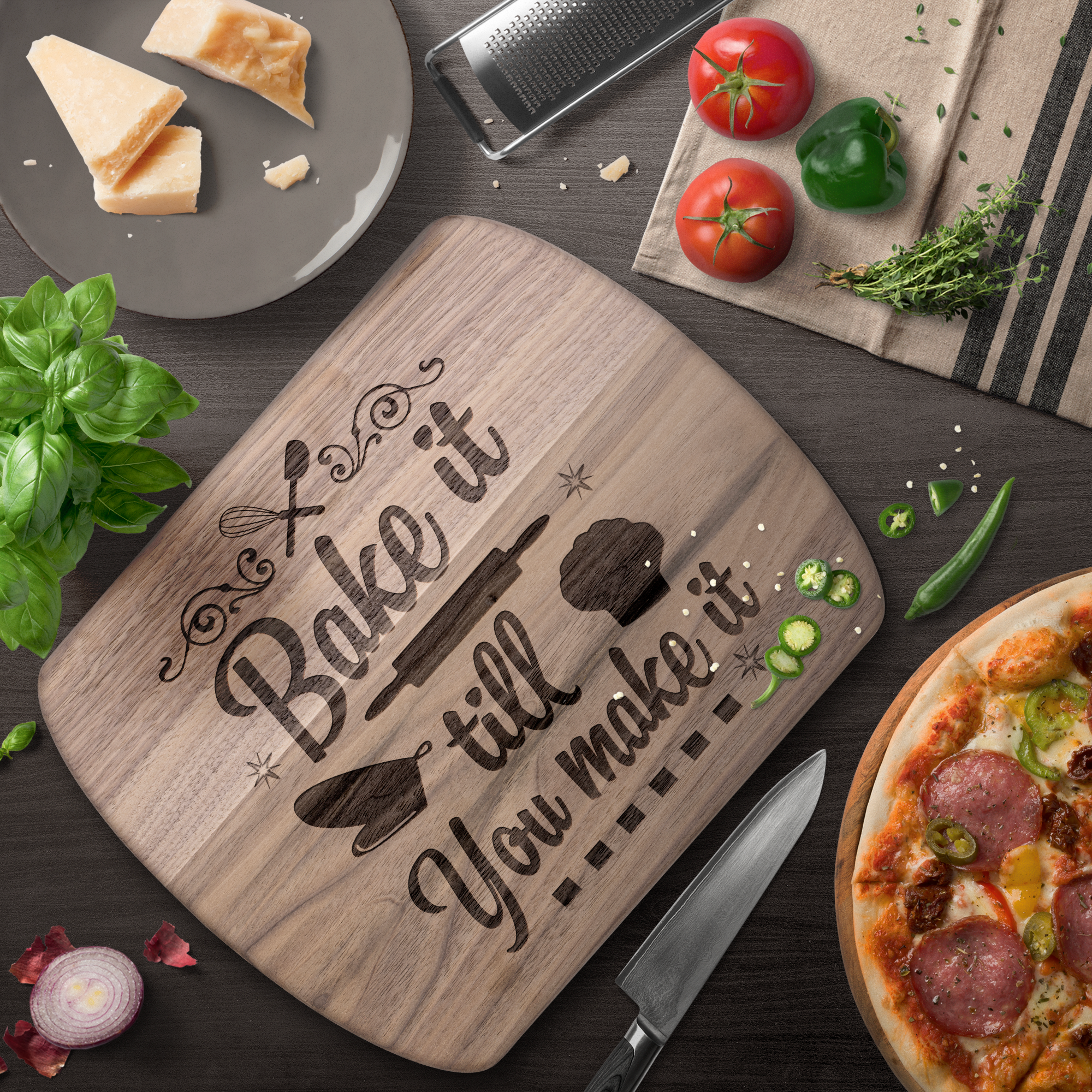 Bake It Till You Make It Hardwood Cutting Board