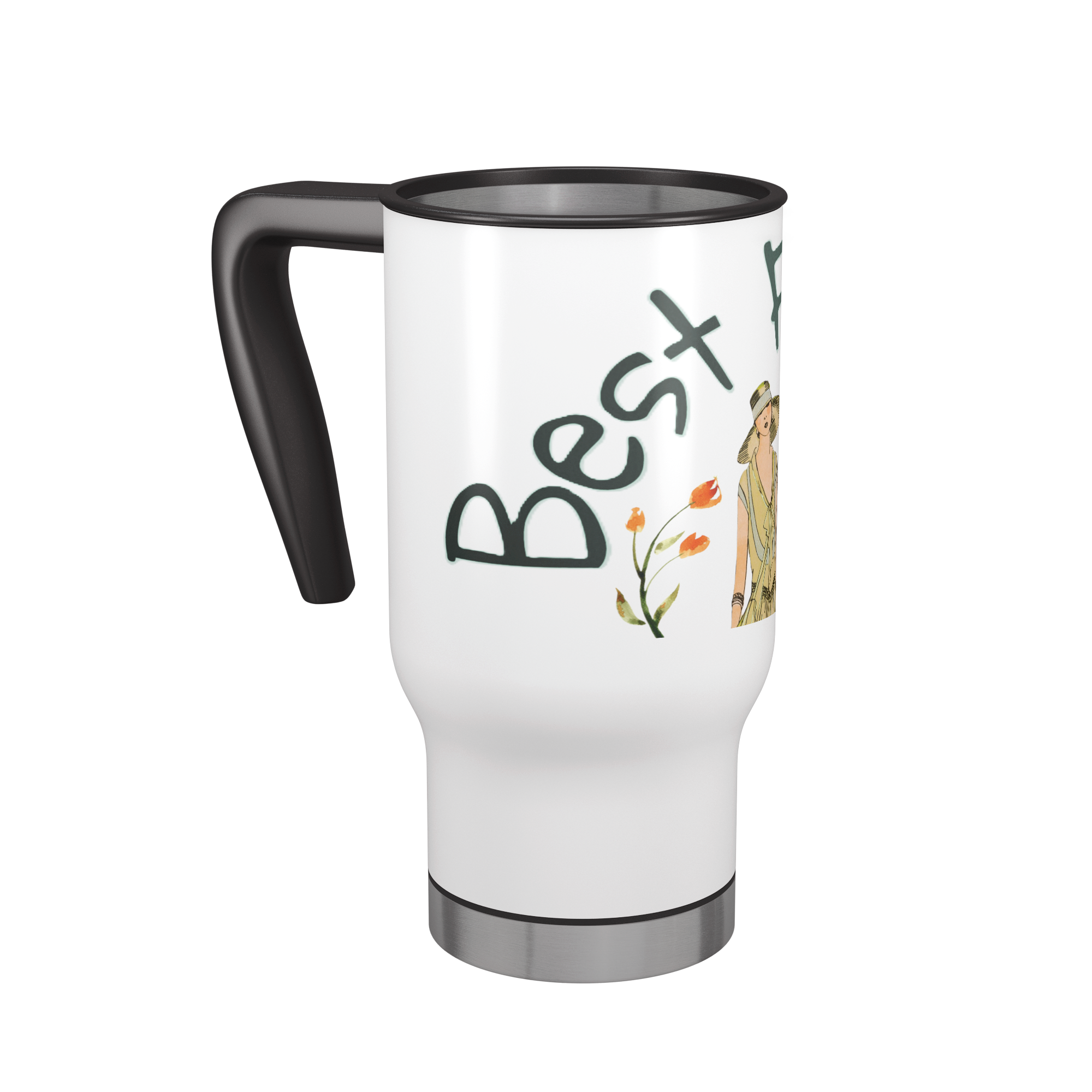 Vintage Fashionable Best Friends 14 oz Travel Mug Tumbler