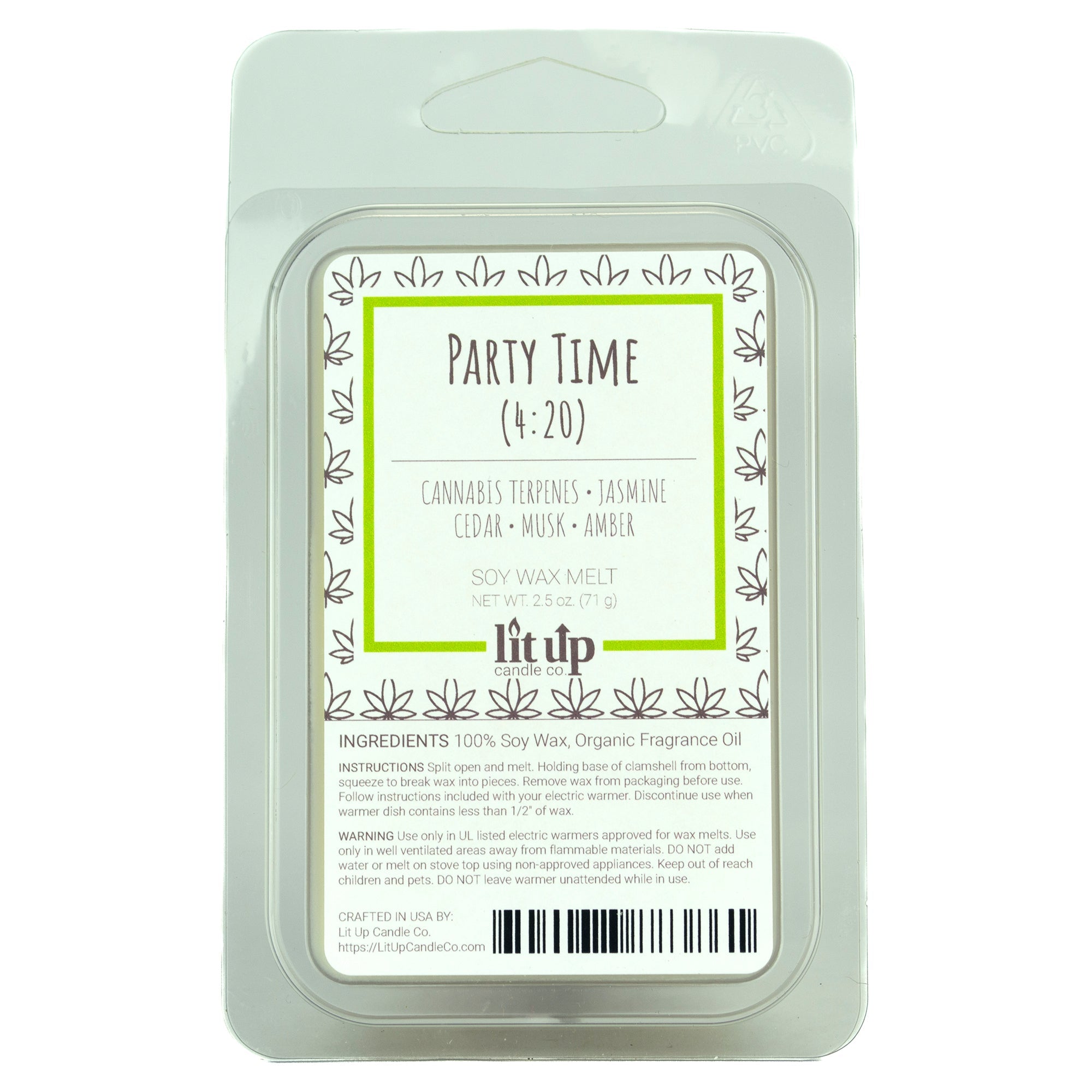Party Time (4:20) scented 2.5 oz. soy wax melt - FKA Cannabis Flower