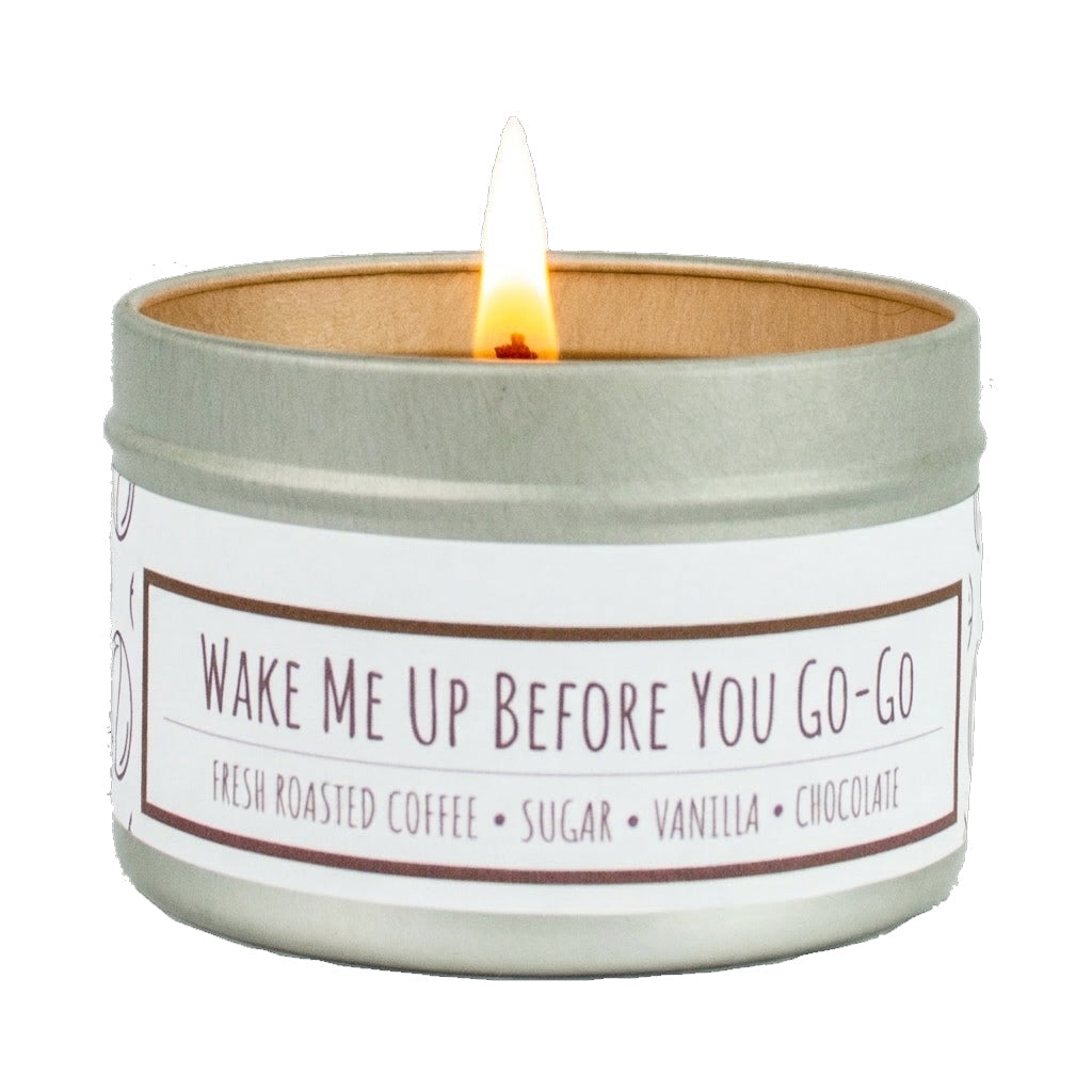 Wake Me Up Before You Go-Go scented 3 oz. soy candle in travel tin - FKA Black Coffee