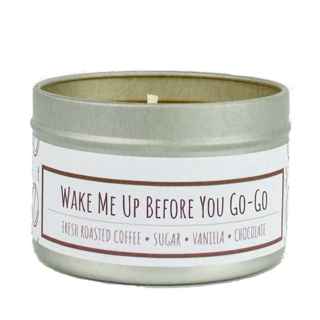 Wake Me Up Before You Go-Go scented 3 oz. soy candle in travel tin - FKA Black Coffee