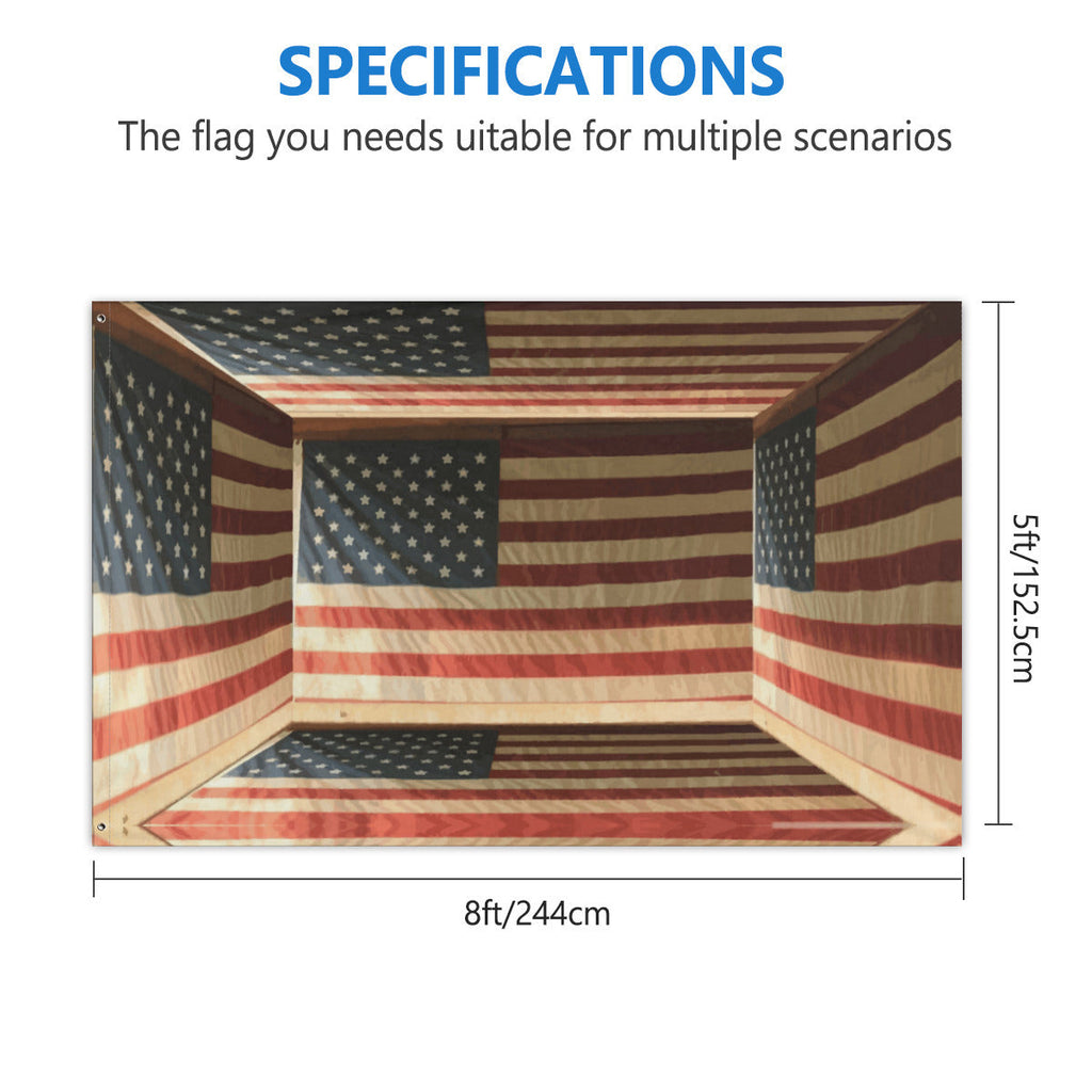 3D Illusion American Flag 5' x 8' Outdoor Double-sided Flag Banner