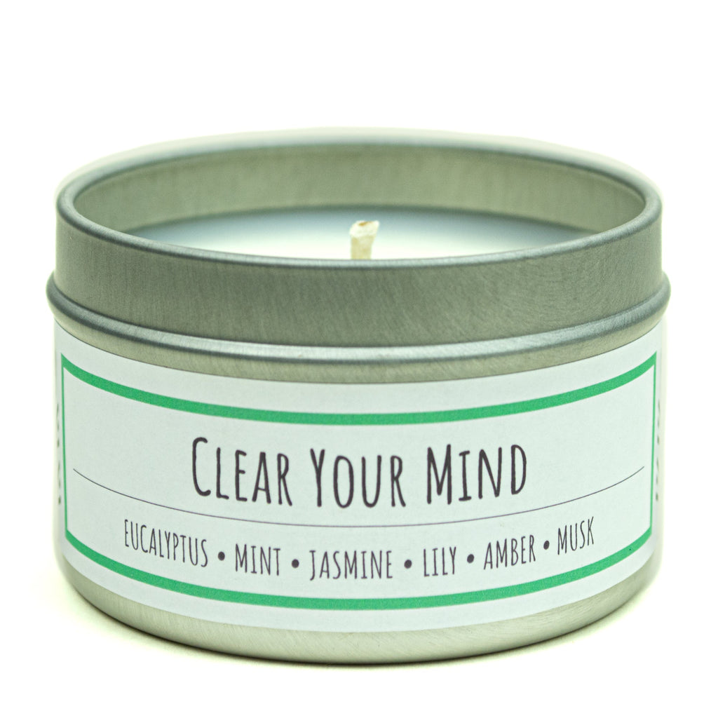 Clear Your Mind scented 3 oz. soy candle in travel tin - FKA Eucalyptus Spearmint