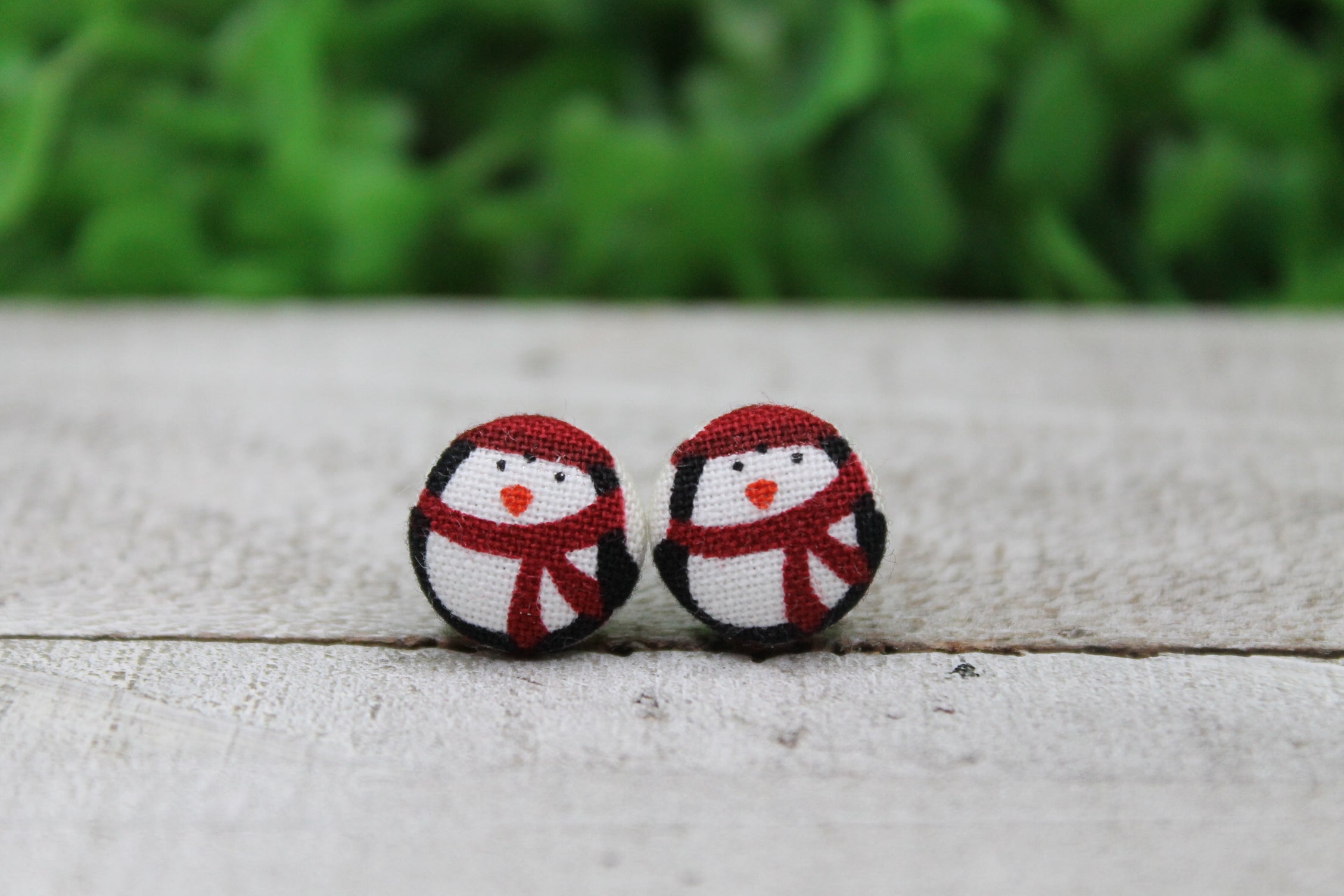 Christmas Penguin Button Earrings