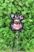 Pug Mom Floral Badge/ID Holder Reel
