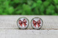 Football Bow 12mm Glass Stud Earrings