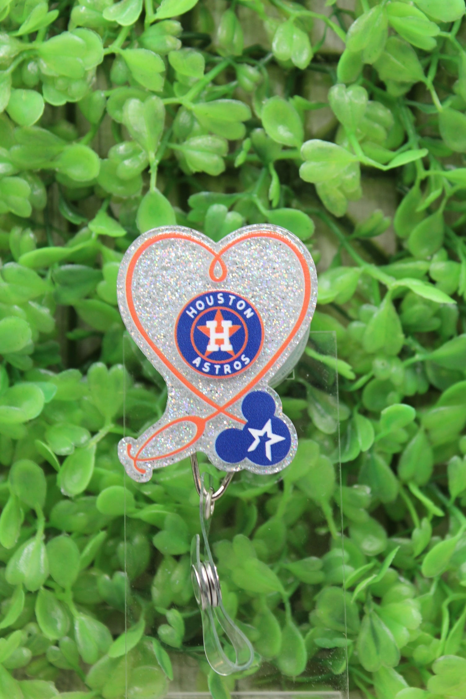Houston Astros Baseball Stethoscope Badge/ID Holder Reel