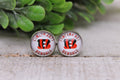 Bengals Football || 12mm Glass Stud Earrings || Hypoallergenic