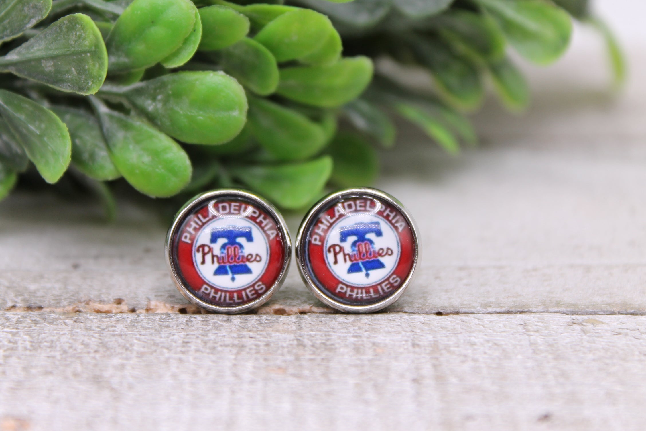 Phillies Baseball Circle Stud Earrings